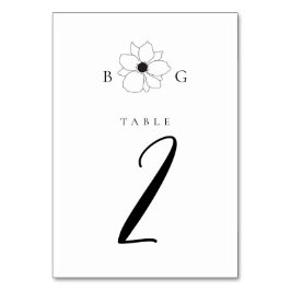 Wildblume Monogram Wedding Tischnummer