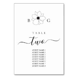 Wildblume Monogram Wedding Tischnummer