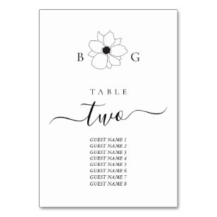 Wildblume Monogram Wedding Tischnummer