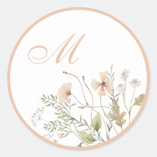 Wildblume Monogram Wedding Umschlag Aufkleber (Vorderseite)