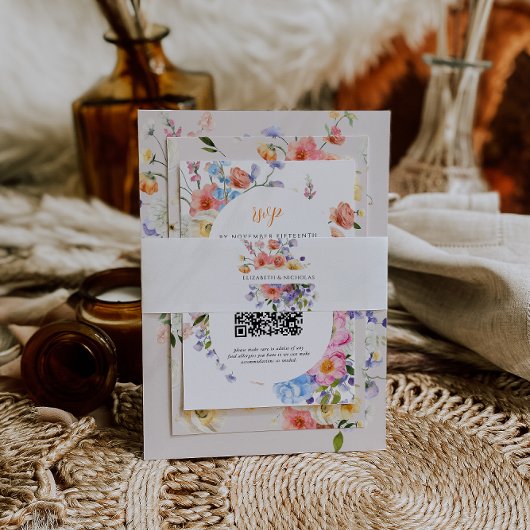 Wildblume Monogramm | Blumenhochzeit Einladungsbanderole