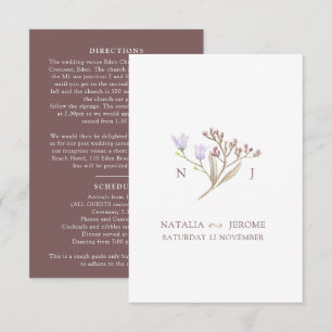 Wildblume Monogramm braun Hochzeit im Herbst Gasti Begleitkarte