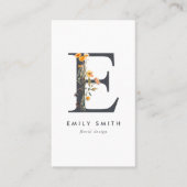 Wildblume Monogramm E Visitenkarte (Vorderseite)