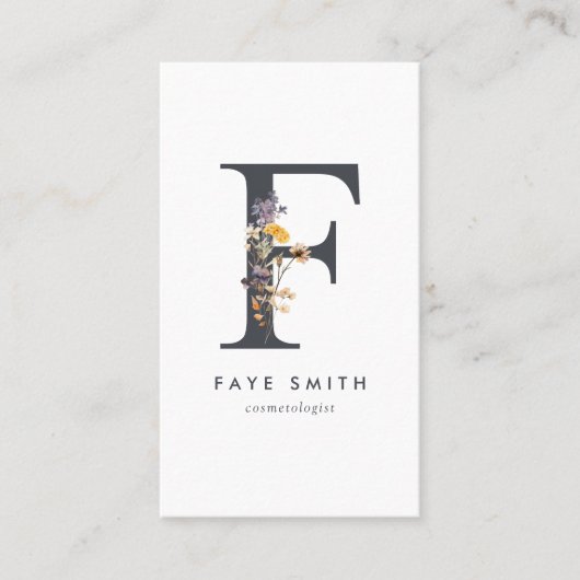 Wildblume Monogramm F Visitenkarte (Vorderseite)