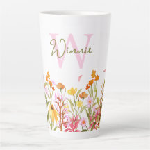 Wildblume Monogramm große Latte-Tasse