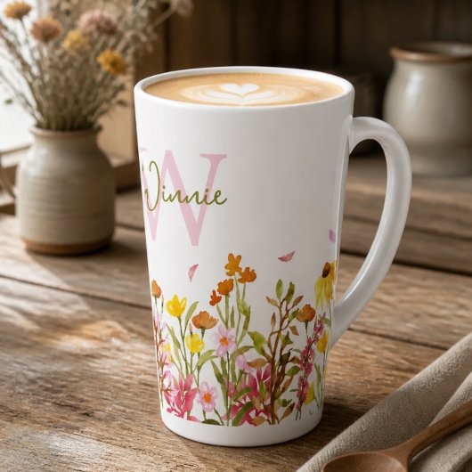 Wildblume Monogramm große Latte-Tasse Milchtasse