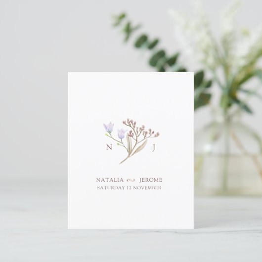 Wildblume Monogramm Hochzeit im Herbst (Stehend Vorderseite)
