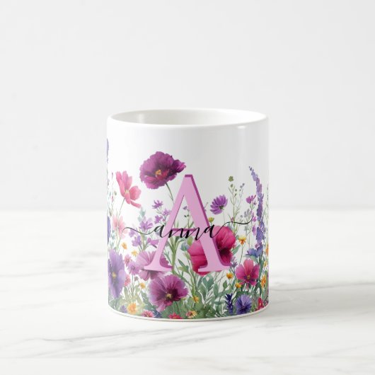Wildblume, Monogramm Kaffeetasse (Mittel)