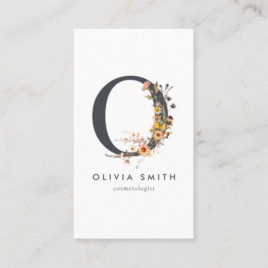 Wildblume Monogramm O Visitenkarte (Vorderseite)