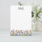 Wildblume-Monogramm-Stationierung Dankeskarte (Stehend Vorderseite)