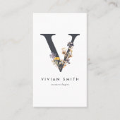 Wildblume Monogramm V Visitenkarte (Vorderseite)
