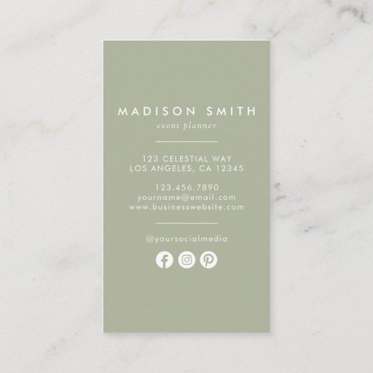 Wildblume Monogramm Visitenkarte (Rückseite)