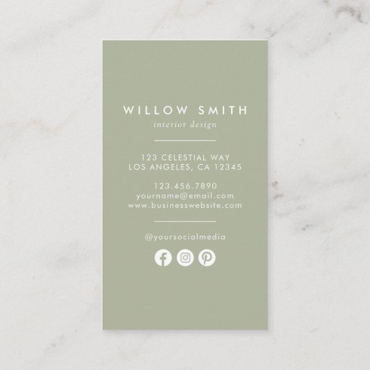 Wildblume Monogramm W Visitenkarte (Rückseite)