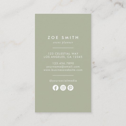 Wildblume Monogramm Z Visitenkarte (Rückseite)