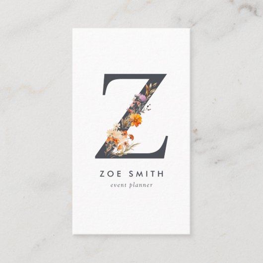 Wildblume Monogramm Z Visitenkarte (Vorderseite)