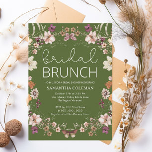 Wildblume Moss Green Bridal Brunch Brautparty Einladung