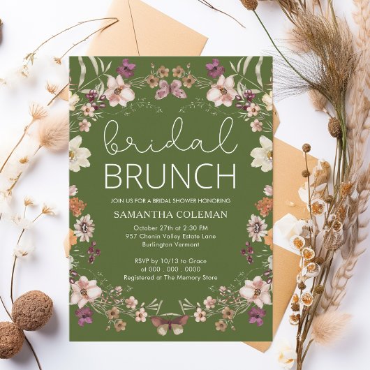 Wildblume Moss Green Bridal Brunch Brautparty Einladung