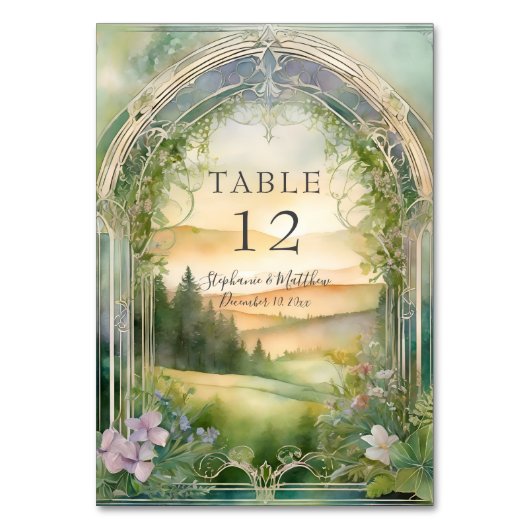 Wildblume Mountain Wiese Wald Rustikale Hochzeit Tischnummer (Rückseite)