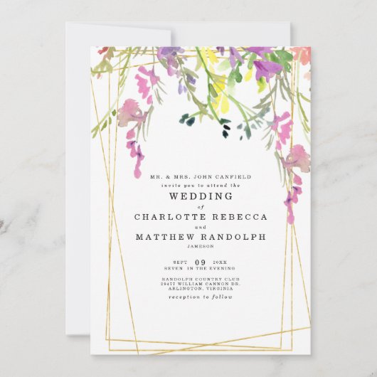 Wildblume Multicolor Floral Elternzeit Einladung (Vorderseite)