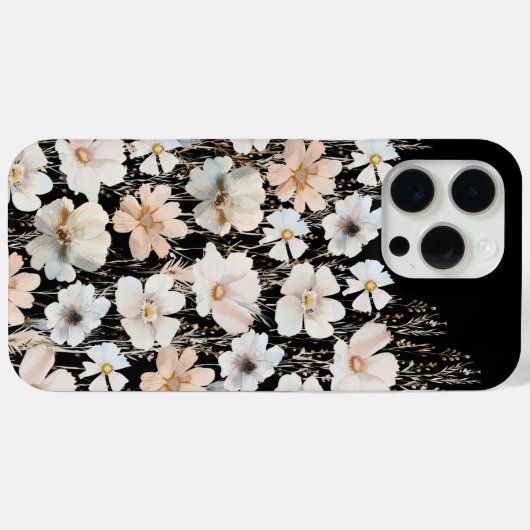 Wildblume Muster auf schwarz Case-Mate iPhone Hülle (Rückseite (Horizontal))