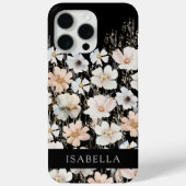 Wildblume Muster auf Schwarz Personalisiert Case-Mate iPhone Hülle (Rückseite)