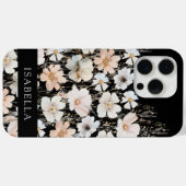 Wildblume Muster auf Schwarz Personalisiert Case-Mate iPhone Hülle (Rückseite (Horizontal))