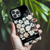 Wildblume Muster auf Schwarz Personalisiert Case-Mate iPhone Hülle