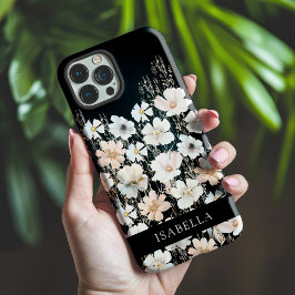Wildblume Muster auf Schwarz Personalisiert Case-Mate iPhone Hülle