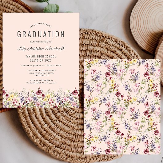 Wildblume Muster Blush Grad Party Einladung
