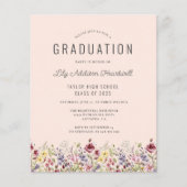 Wildblume Muster Blush Grad Party Einladung (Vorderseite)
