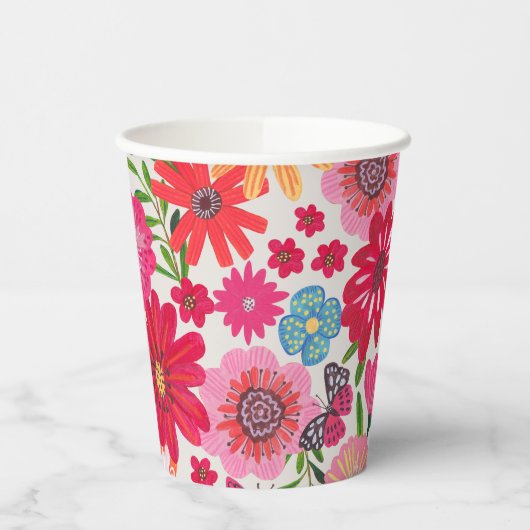 Wildblume Muster Brautparty Pappbecher (Links)