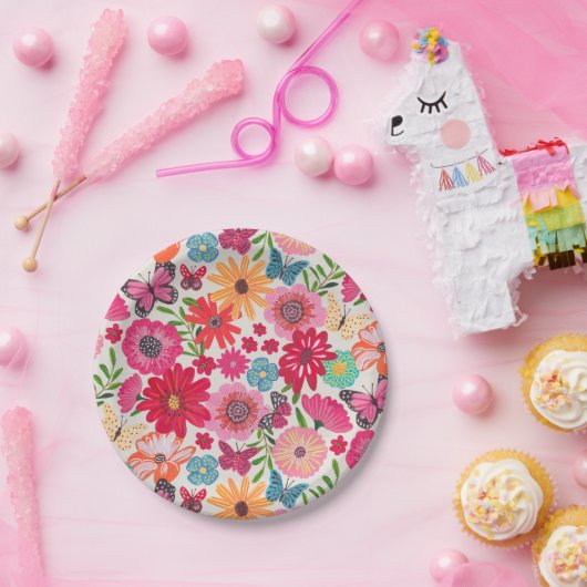 Wildblume Muster Brautparty Pappteller (Party)