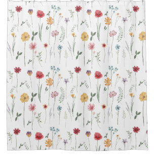 Wildblume-Muster für Wiese Cottagecore Boho Vibe Duschvorhang