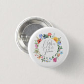 Wildblume Mutter der Groom-Script-Hochzeit Button (Vorne & Hinten)