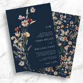 Wildblume Navy Blue Wedding Einladung