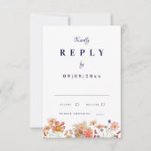 Wildblume Navy Burnt Orange Hochzeit im Herbst Ant RSVP Karte (Vorderseite)