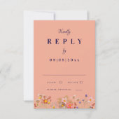Wildblume Navy Burnt Orange Hochzeit im Herbst Ant RSVP Karte (Vorderseite)