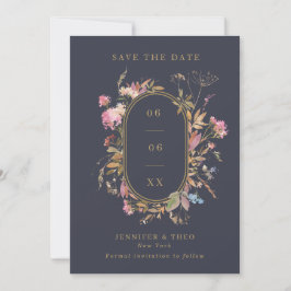 Wildblume Navy & Gold Frame Wedding Foto Save The Date