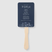 Wildblume Navy Weißes Botanisches Blumenprogramm Fächer (Vorderseite)