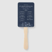 Wildblume Navy Weißes Botanisches Blumenprogramm Fächer (Rückseite)