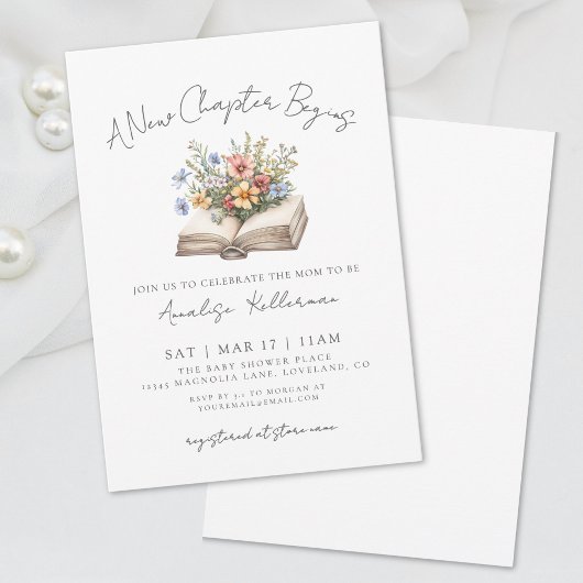 Wildblume Neues Kapitel Babydusche Einladung