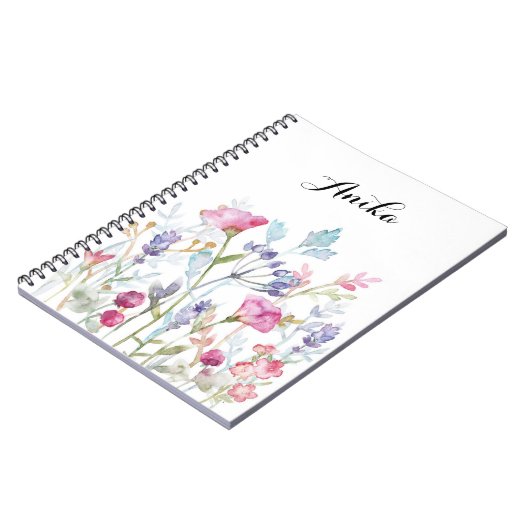 Wildblume-Notebook, individuelle Name-Notebook Notizblock (Linke Seite)
