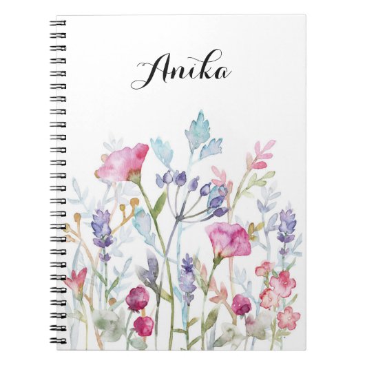 Wildblume-Notebook, individuelle Name-Notebook Notizblock (Vorderseite)
