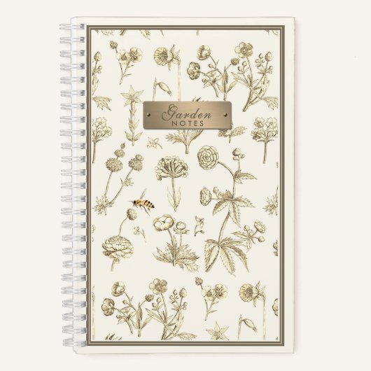 Wildblume Notebook Little Bee Beekeeper Gardeners Notizblock (Vorderseite)