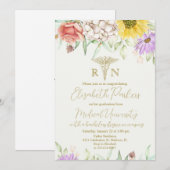 Wildblume Nursing Graduation Party RN Einladung (Vorne/Hinten)