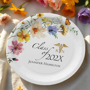 Wildblume Nursing School Klasse des Abschlusses Pappteller
