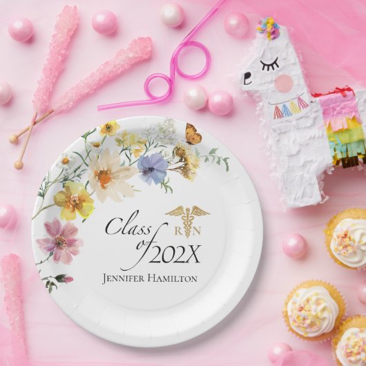 Wildblume Nursing School | Klasse des Abschlusses Pappteller (Party)
