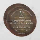 Wildblume Oak Wood Mother Day Dinner Einladung (Vorne/Hinten)