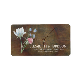 Wildblume Oak Wood Wedding Adressaufkleber
