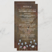 Wildblume Oak Wood Wedding Menü Menükarte (Vorne/Hinten)